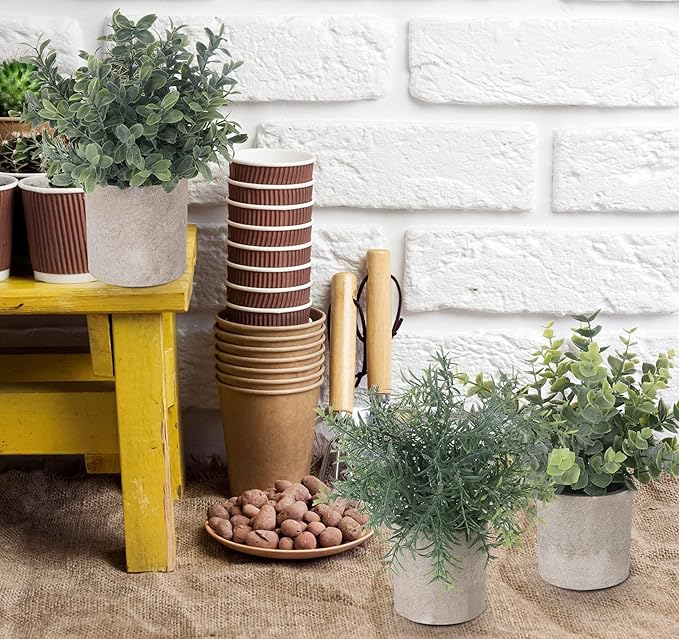 Fake Plants,5 Pack Small Fake Plants Mini Potted Artificial Eucalyptus Greenery Plastic Green Grass Plants for Indoor Outdoor,Mini Faux Plant for Shelve Desk Table Farmhouse Bathroom Shelf Decor