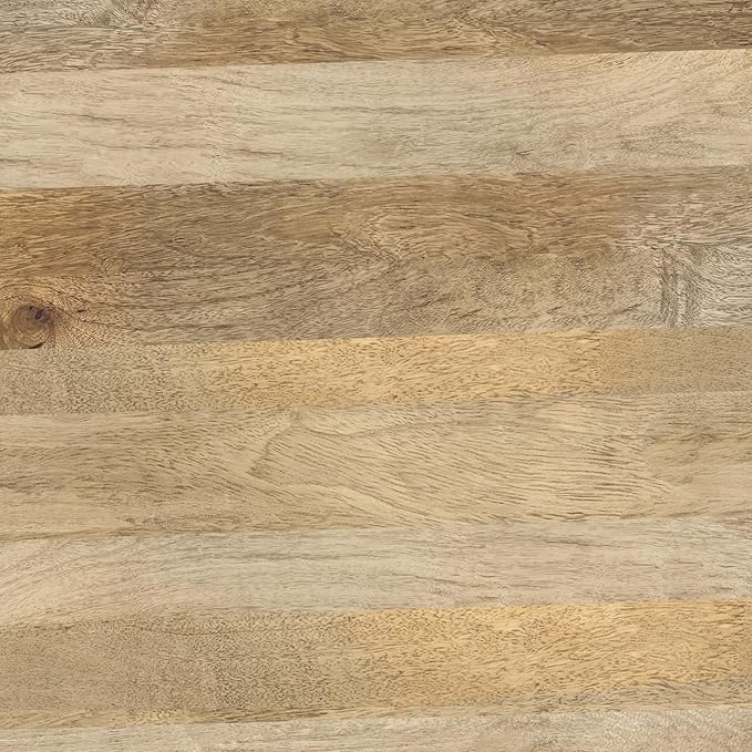 SIMPLIHOME Demy Coffee Table - 35 inch Wide Industrial Contemporary Round Cocktail Table in Natural and Black, Sculptural Living Room Table with Wood Veneer Top and Powder Coated Metal Base, Assembled