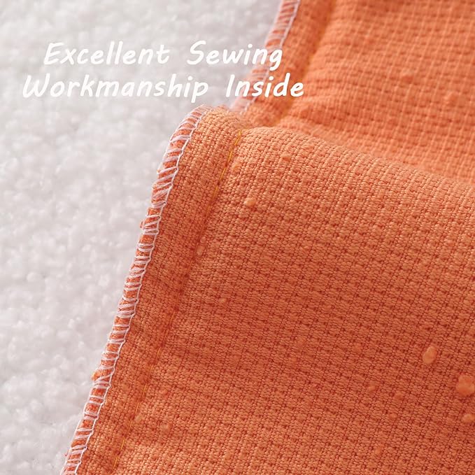 FUTEI Pack of 2 Orange Decorative Throw Pillow Covers 18x18 Inch Soft Cozy Solid Boucle Textured Cushion Case,Modern Home Decor for Couch Bed Living Room