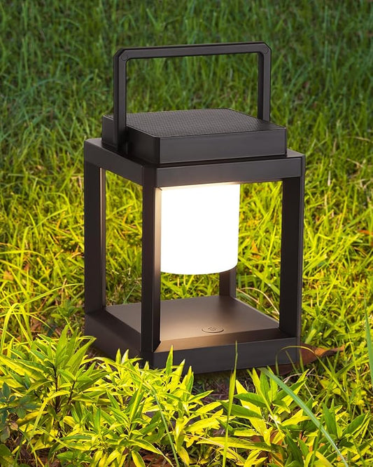 Outdoor Table Lamp, Led Lamps for Nightstand, Solar Lanterns Outdoor Hanging for Patio Waterproof, Cordless Battery Operated Lamp, Rechargeable Solar Lantern for Reading, Decor, Camping