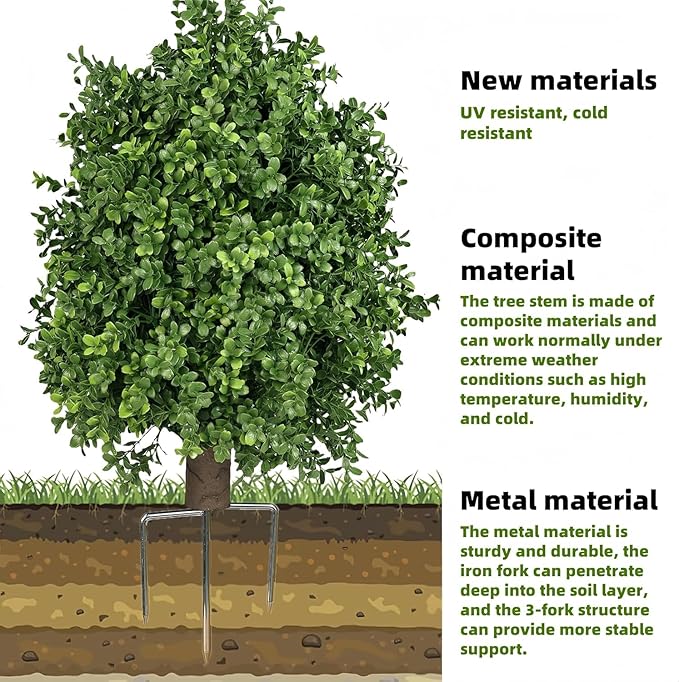 QIANYUN Boxwood Topiary Bush -Artificial Topiary for Outdoors-Evergreen Plants Topiary Ball Tree UV-Resistant Faux Greenery Pot Fillers 1-Pack for Outdoor Front Porch Garden Yard Balcony Decor