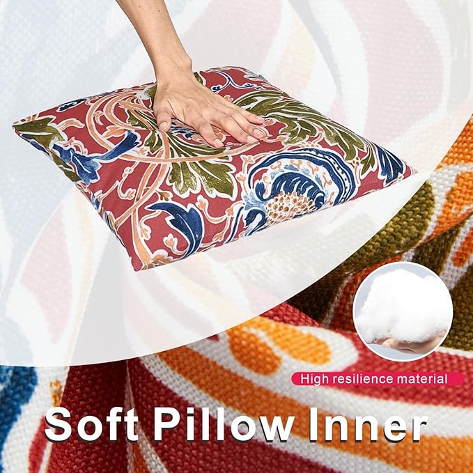 JMGBird Outdoor Throw Pillows Waterproof Set of 2 Patio Pillows 18×18 Inch Decorative Pillow for Bed, Couch, Sofa and Patio Furniture