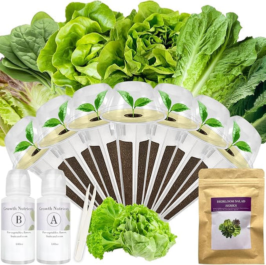 Salad Greens Seed Pod Kit for AeroGarden, iDoo with Red and Green Leaf, Romaine and American Fast, Buttercrunch, Parris Island Lettuce, Spinach - Compatible with All Hydroponics (7-Pod)