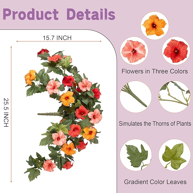Artificial Fake Fall Flowers Plants for Outdoor Decoration, 2PCS Fall Silk Faux Flowers Petunias Planter, No Fade UV Resistant Flower for Garden Porch Yard Patio Window Box Autumn Indoor Decor(Orange)