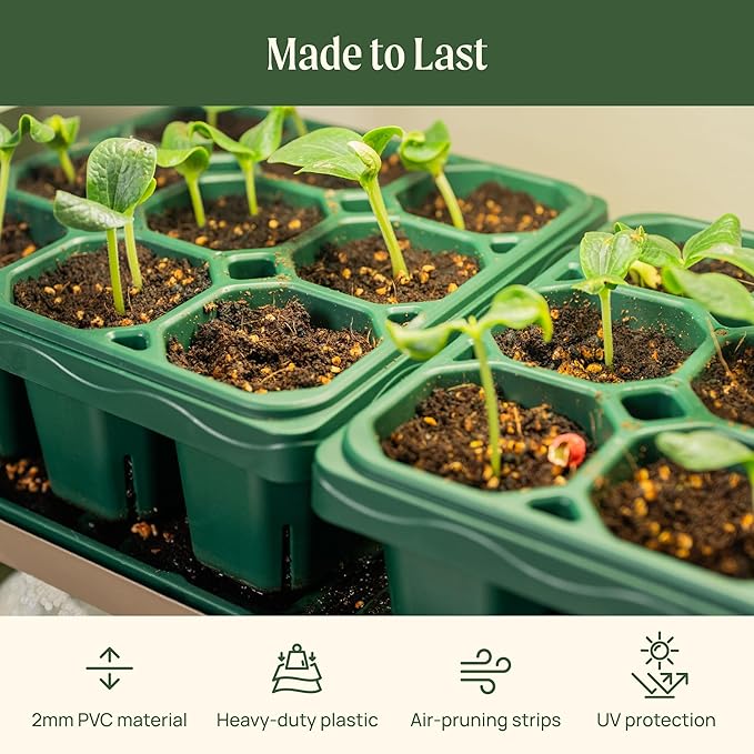 Vego garden Giga Seedling Trays - 8 Pack, 9-Cell UV-Resistant Reusable Starter Trays for Greenhouse/Garden (No Lids)