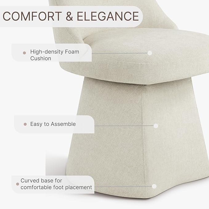 Swivel Dining Chair Mid Century Modern DeskChair High Back Upholstered Linen Fabric SideChair for Kitchen Diningroom Bedroom,Linen,2 Box