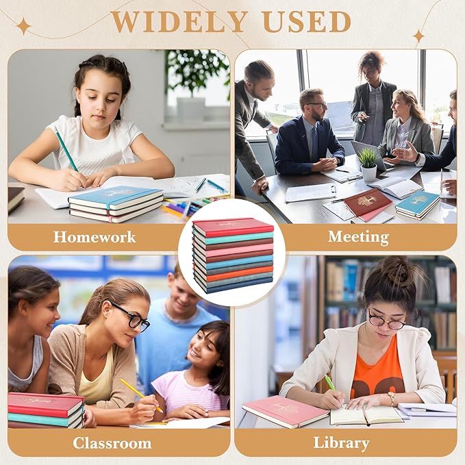 10 Pack Lined Journal Notebook A5 Leather Hardcover Journals for Writing 200 Pages 10 Colors Notepad for Travel Work School Office Business Note Taking Diary 5.7" x 8.3" (Classic Color)