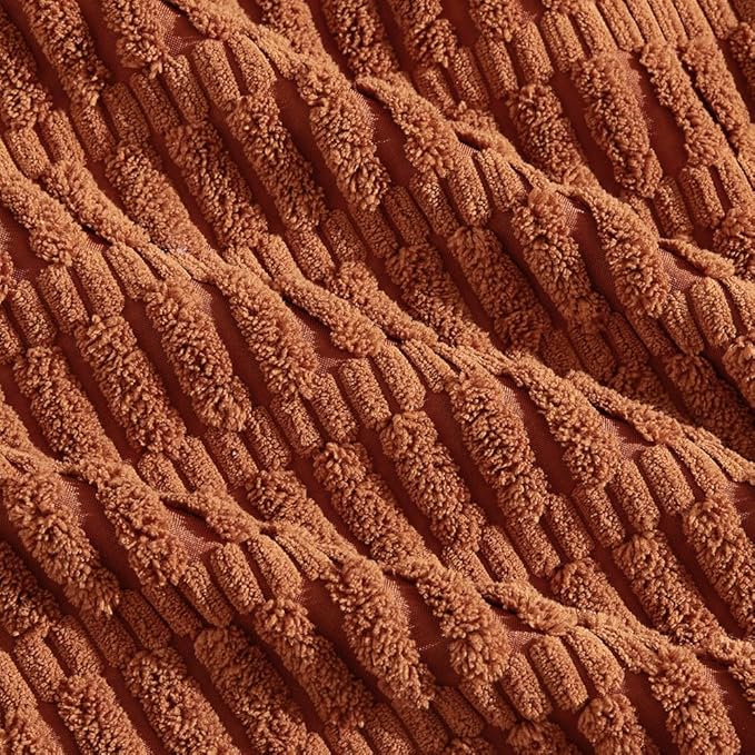 Fancy Homi 2 Packs Rust Decorative Throw Pillow Covers 20x20 Inch for Living Room Couch Bed Sofa, Soft Striped Corduroy Square Cushion Case 50x50 cm, Terracotta Rustic Farmhouse Boho Home Decor