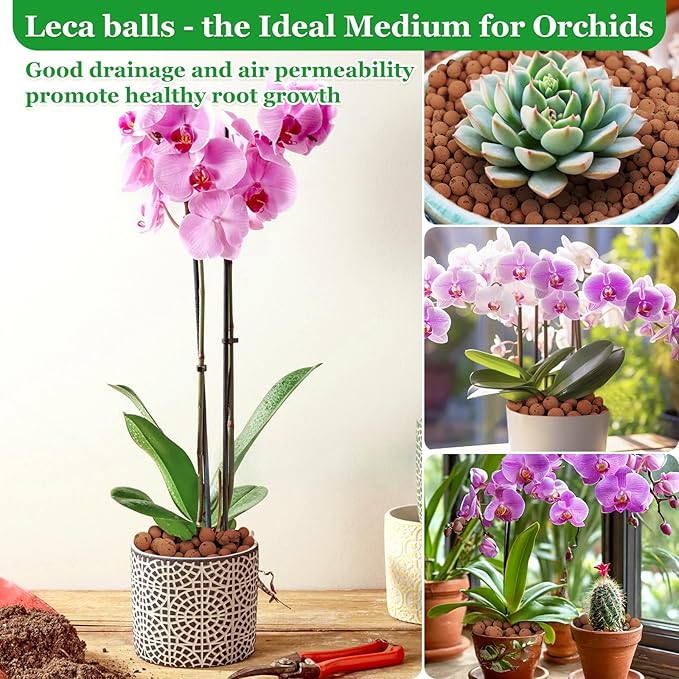 2 LBS Natural Leca Clay Pebbles for Plants- 4-16mm Expanded Clay Leca Balls for Indoor Plants, Hydroton Clay Pebbles for Plants Hydroponic & Aquaponics Growing, Orchids, Drainage, Terrarium