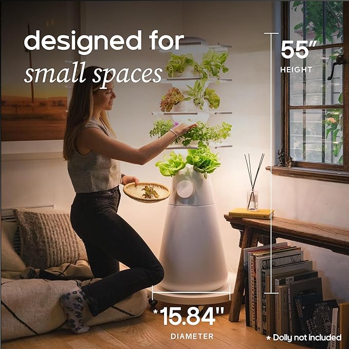 Farmstand Nook 4ft.7” Vertical Hydroponic Garden Tower - Self-Watering, Vertical Hydroponic Tower with LED Grow Lights, 20 Live Seedlings, Smart Timer - Indoor Vertical Growing Tower