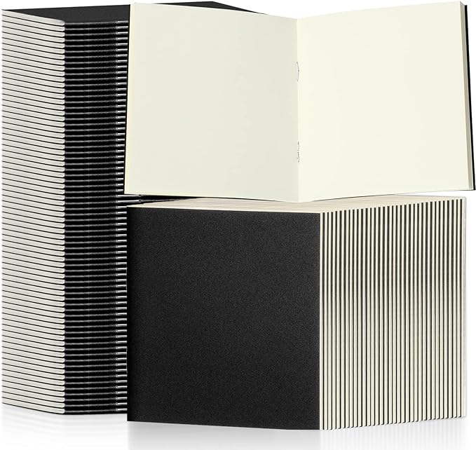 Thenshop 150 Pack Mini Notebooks Bulk Small Notepad Unlined Journals Pocket Blank Sketchbooks Kids Students Gifts Back to School Supplies 4 x 4 Inch 24 Sheets(Black)