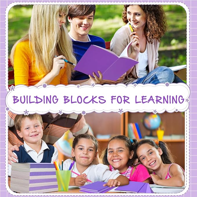 Handepo 100 Pack Composition Notebooks A5/A6 Ruled Lined Composition Kraft Notebooks Bulk Soft Cover Journals Travel Diary Memo for Students Classroom Office Supplies(A5,Purple)