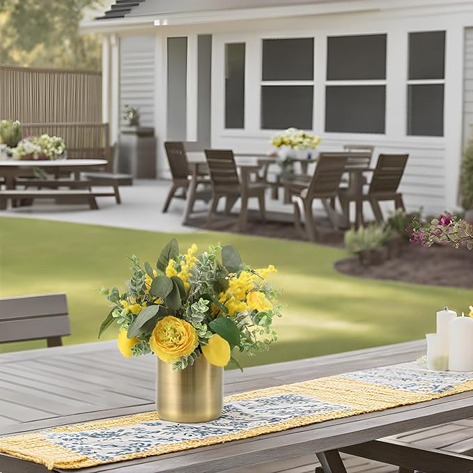 Timeless Luxe Bloom - Premium Artificial Fake Flower for Outdoor, Indoor, Garden, Home, Office, Bouquet Centerpiece Wedding, Event, Party Decoration (Sunhine Bliss Bouguet)