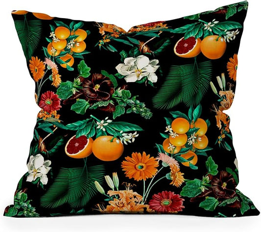 Society6 Fruit and Floral Pattern Throw Pillow Insert-Home Decor by Burcu Korkmazyurek, 20" x 20"