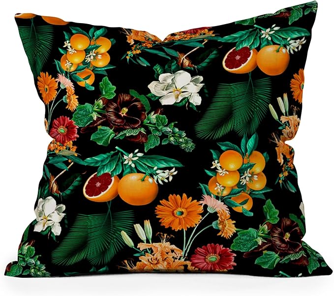 Society6 Fruit and Floral Pattern Throw Pillow Insert-Home Decor by Burcu Korkmazyurek, 18" x 18"