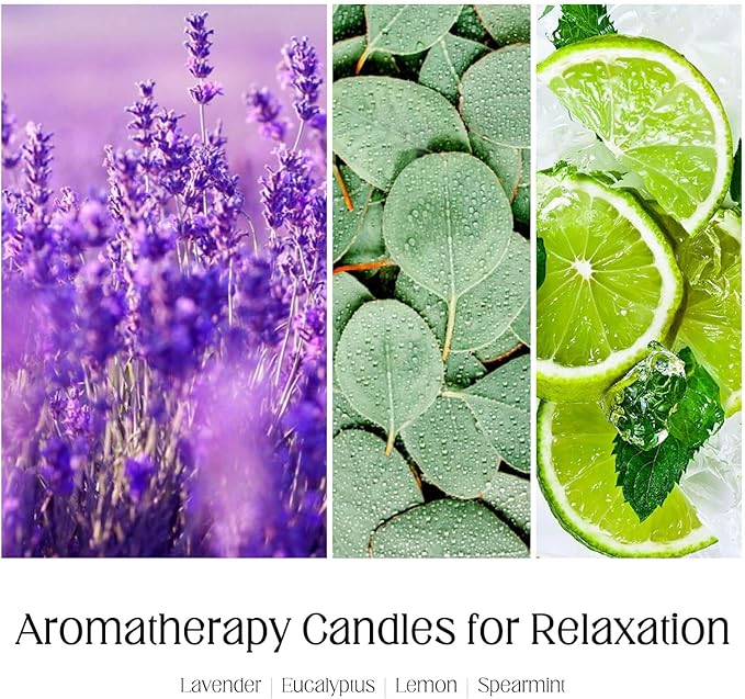 Aromatherapy Candles Lavender Eucalyptus Scented - 8oz Calming Candles for Home Scented Women Candles Gifts Ideal for Relaxation Stress Relief Soothing Anxiety Yoga Meditation Spa Healing Sleep Bath