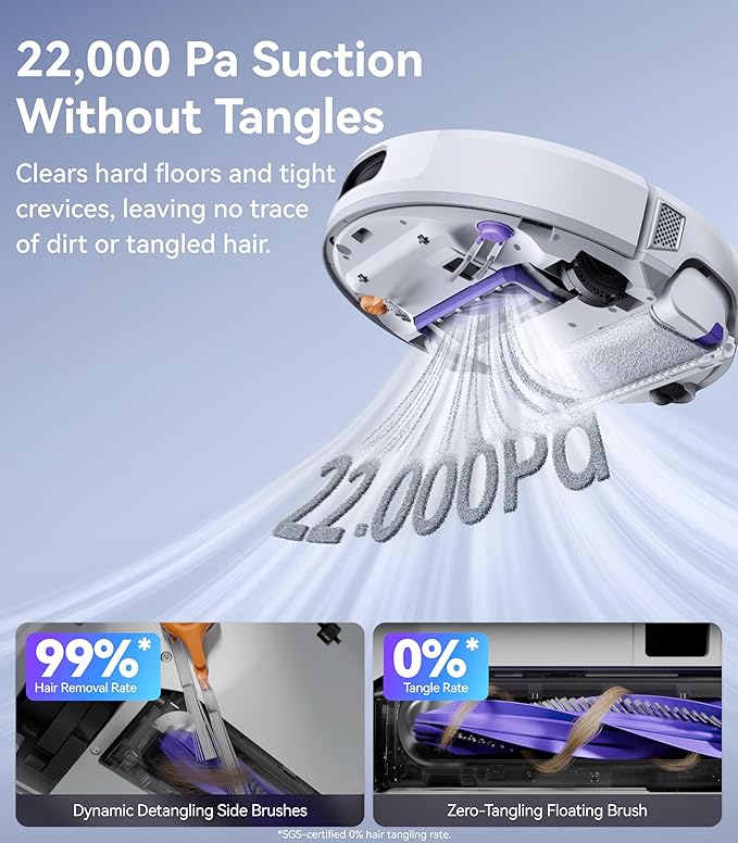 NARWAL Flow Robot Vacuum and Mop Combo, FlowWash Real-Time Self-Cleaning Track Mop, 22,000 Pa Suction, Dual-Camera AI Obstacle Avoidance, Carpet & Edge Cleaning, Self-Emptying Robot Vacuum