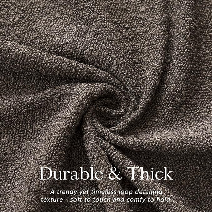 Foindtower Set of 2, Decorative Textured Boucle Throw Pillow Covers Accent Solid Pillow Cases Neutral Soft Cozy Couch Cushion Case for Chair Sofa Bedroom Living Room Home Decor 16 x 16 Inch Dark Brown