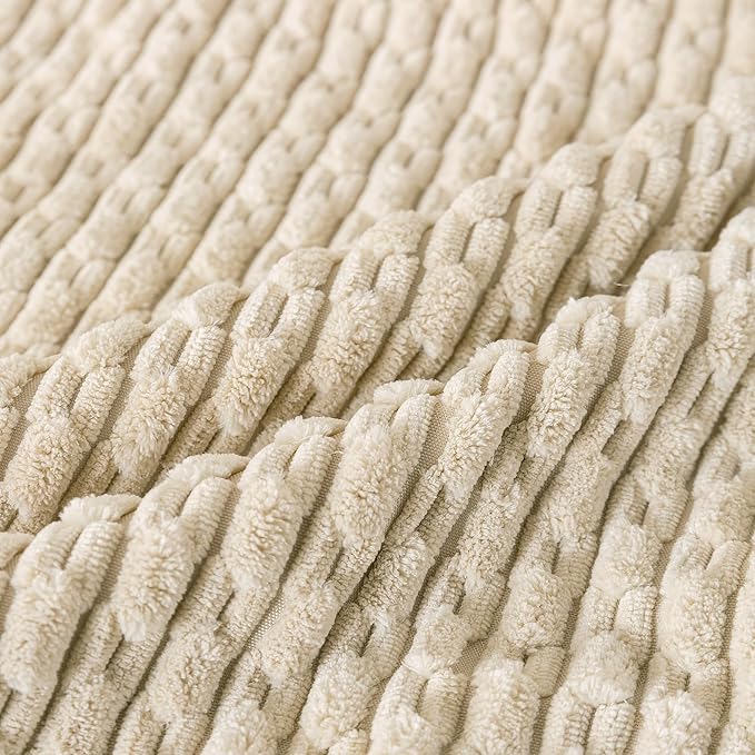 Set of 4 Beige Decorative Throw Pillow Covers 26x26 Inch Corduroy Pillow Covers for Bed Couch Sofa Living Room Soft Square Cushion Cases