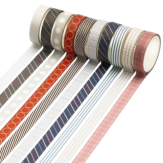 Knaid 40 Rolls of Slim Washi Tape Gift Box Set, Decorative Paper Tapes 10 mm Wide for Scrapbooking, DIY Arts and Crafts, Bullet Journal, Planner, Junk Journal, Notebooks (Minimalist)