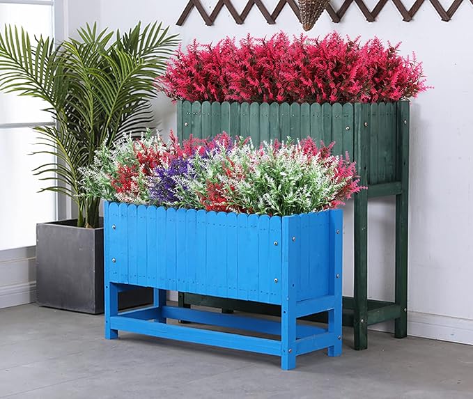 Spring Decoration, Artificial Greenery,Artificial Lavender Flowers Outdoors Fake Shrubs Greenery Plants Indoor UV Resistant Plastic Faux Bouquets for Outdoor Home Garden Porch Decoration(Pink)