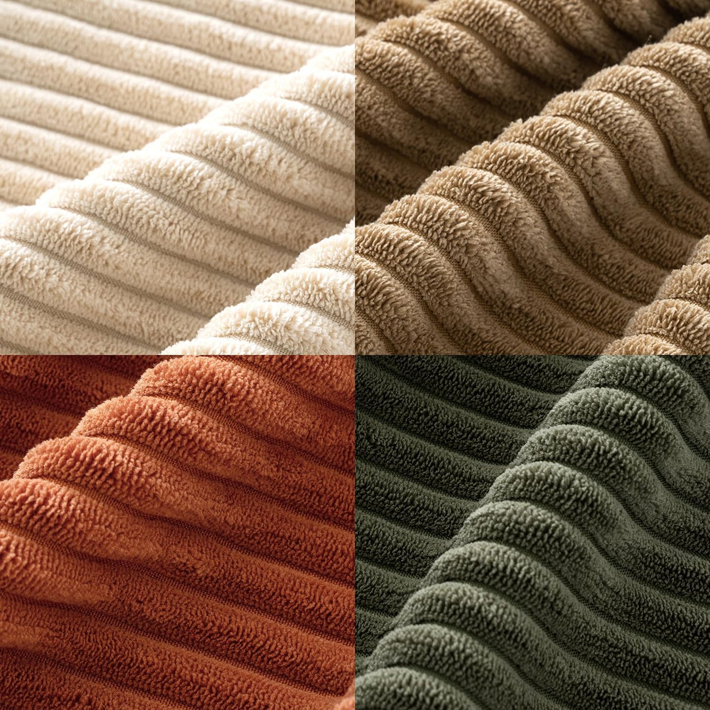 MIULEE Boho Farmhouse Throw Pillow Covers 20x20 Inch Set of 4 Western Modern Decorative Cushion Covers Soft Corduroy Home Decor for Couch Bed Sofa Living Room Rust-Olive Green Gradient Series