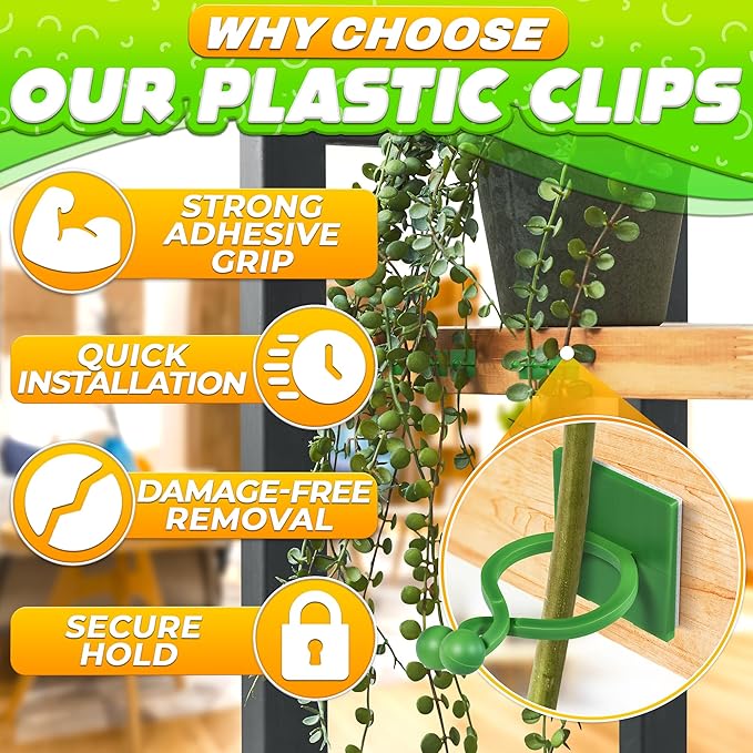 Plant Wall Clips for Climbing Plants 110 Pcs - Large, Medium, and Small Sizes Wall Clips for Support, Resistant to Breaking and Deformation, Strong Adhesion - For Gardening or Cable Management