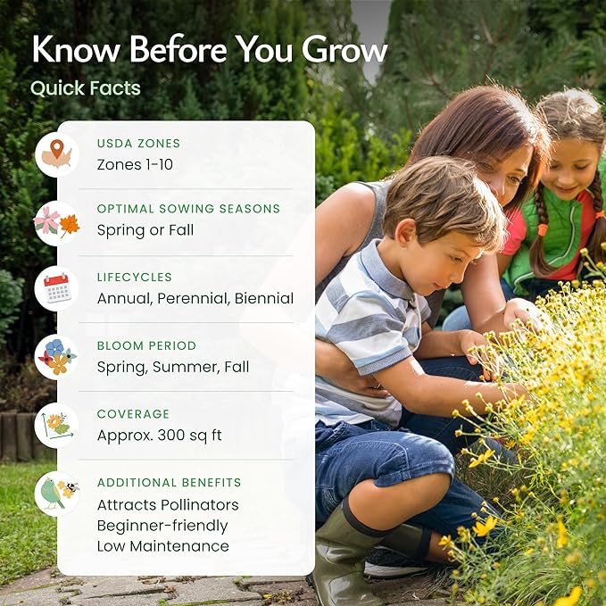 Created By Nature Texas Wildflower Seed Mix with Texas Bluebonnet Seeds, 17 Flower Varieties, 60,000+ Seeds