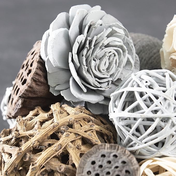 Natural Tones Vase & Bowl Fillers | Floral & Decorative Balls Home Decor (Grey Rose)