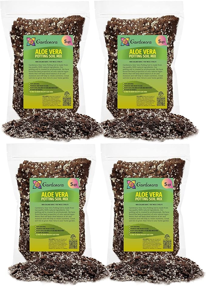 Premium Aloe Vera Potting Soil Mix - 20 Quart - (4 Bags of 5QT)