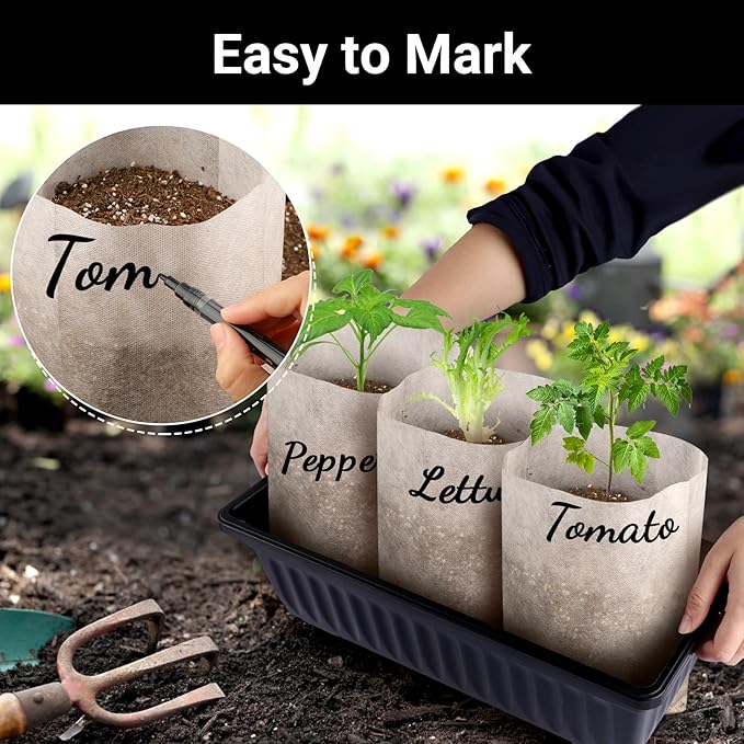Nursing Growing Pouch, 100pcs 11 x 11.8 in Plant Non-Woven Nursery Bags Large, Fabric Seedling Plant Grow Bags, Seed Starting Planting Growing for Home Garden Supply