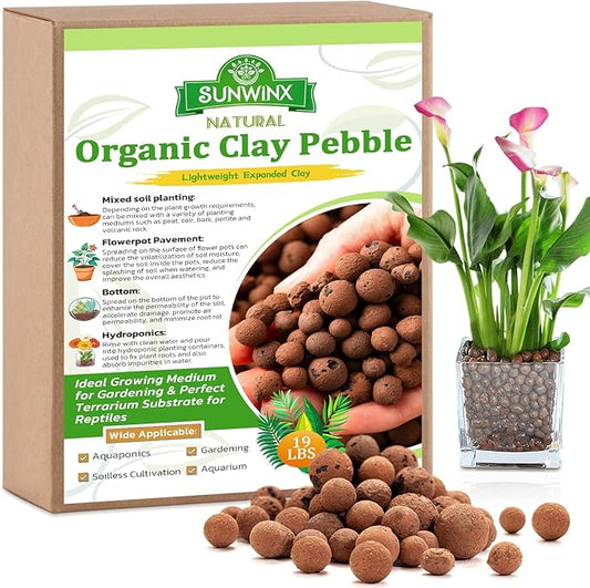 19 LBS Natural Leca Clay Pebbles for Plants- 4-16mm Expanded Clay Leca Balls for Indoor Plants, Hydroton Clay Pebbles for Plants Hydroponic & Aquaponics Growing, Orchids, Drainage, Terrarium