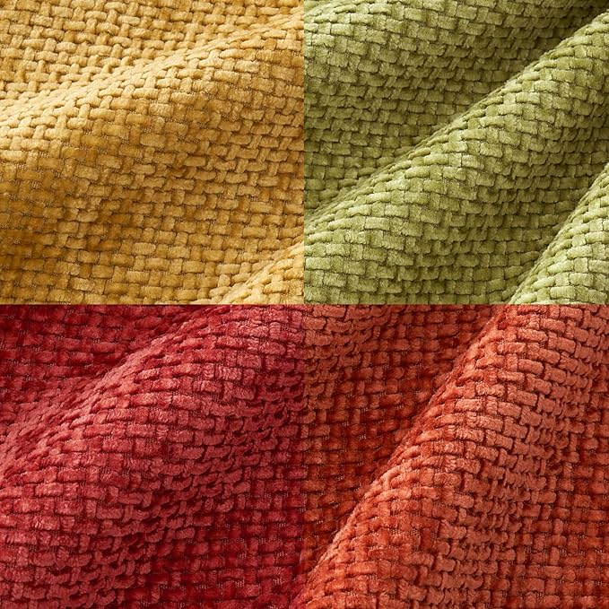 MIULEE Pack of 4 Burnt Orange Couch Throw Pillow Covers 16x16 Inch Yellow Green Soft Decorative Chenille Pillows Farmhouse Accent Cushions for Boho Home Decor Spring Sofa Bedroom Living Room