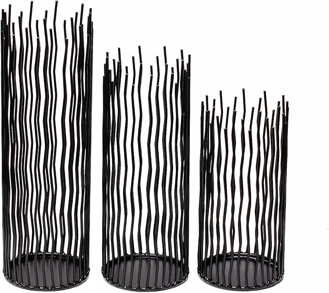 Set of 3 Metal Iron Candle Holder, Black Candlestick Modern Table Centerpiece for Indoor & Outdoor Decor, Dining Room, Home Decoration