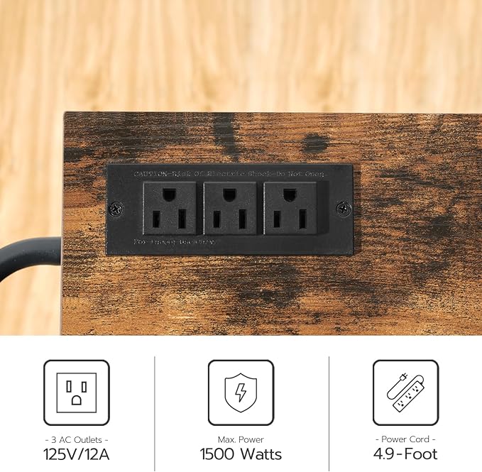 HOOBRO Kitchen Island with Power Outlet, Kitchen Island Storage Island with Large Worktop, Spice Rack and Drawer, Rolling Kitchen Cart on Wheels, for Kitchen and Dining Room, Rustic Brown and Black