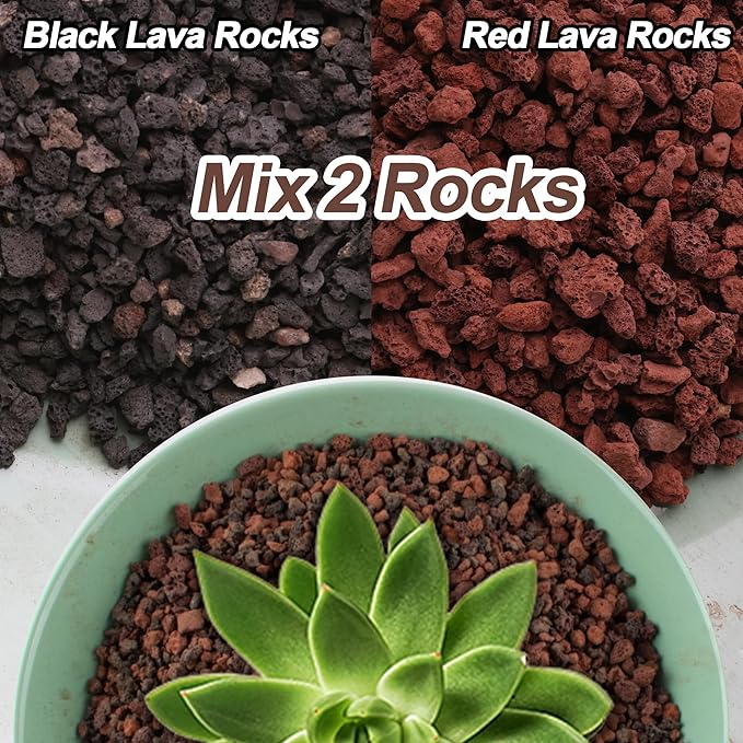 7lb Mix Lava Rocks for Landscaping - Horticultural Volcanic Rock Gravel for Drainage, Succulents, Bonsai, Vase Fillers, Terrarium Plants, Top Dressing