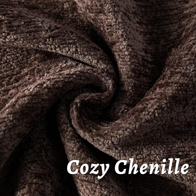 Brown Decorative Throw Pillow Covers 20x20 Inch Set of 2 Cozy Soild Chenille Cushion Cases Soft Textured Square Couch Pillows Cover Boho Accent Farmhouse Pillowcases for Sofa Bed