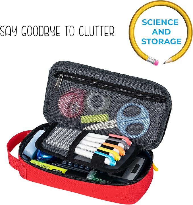 ECHSRT Large Pencil Case, Aesthetic Pen Pouch with Big Capacity, Minimalist Portable Stationery Bag with Handle for Office Organizer Aesthetic Pencil Cases