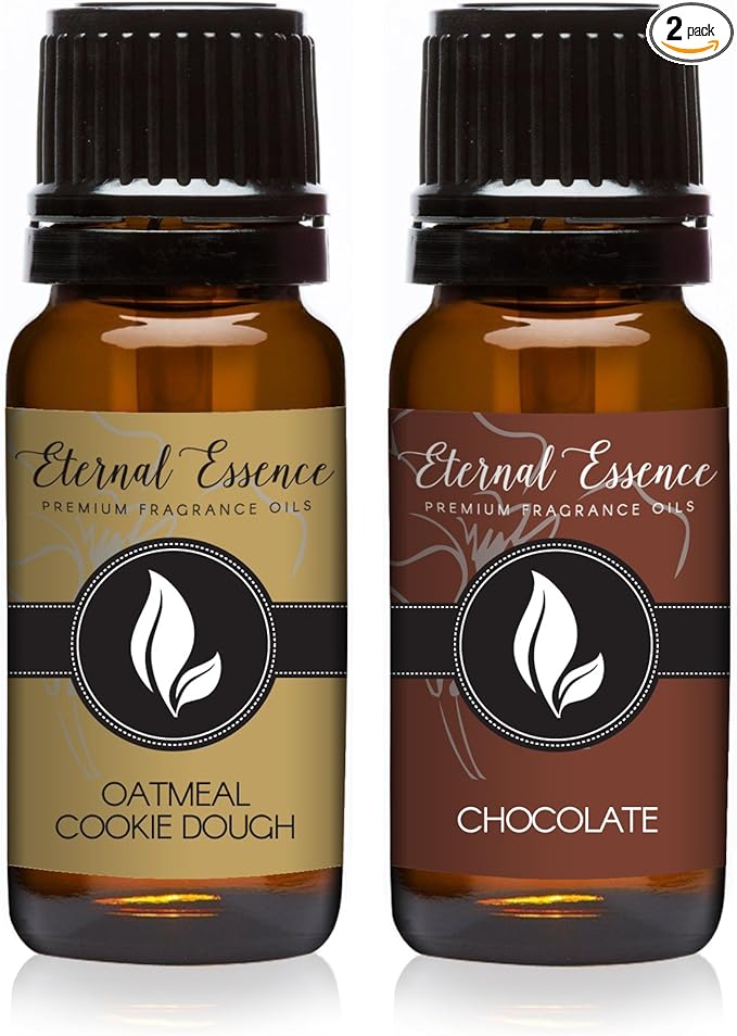 Eternal Essence Oils 2 Pack 10ml Premium Fragrance Oil - Oatmeal Cookie Dough & Chocolate - for Candle, Soap Making, Aromatherapy, Diffusers, Home Care, & Humidifiers