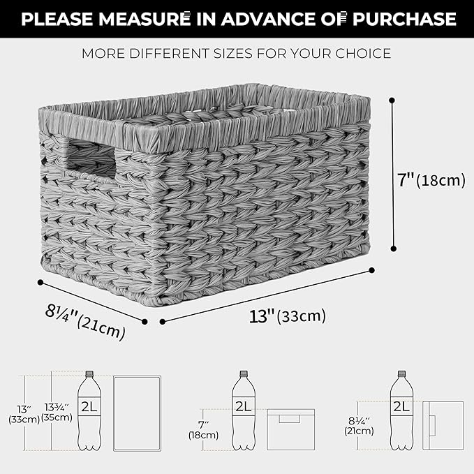 GRANNY SAYS Wicker Baskets with Handles - Gray Storage Baskets (2-Pack) for Organizing Cabinet, Coffee Table