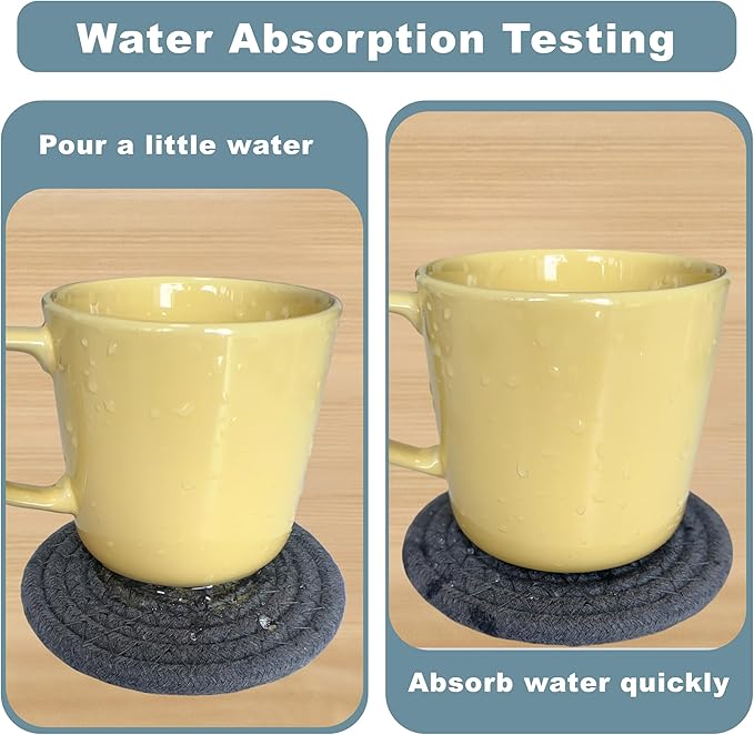 8 Pcs Drink Coasters with Holder, Coasters for Coffee Table, Absorbent Coaster Set for Living Room Decor Tabletop Protection, Coaster Set 4 - Color Cup (Gray Mix)