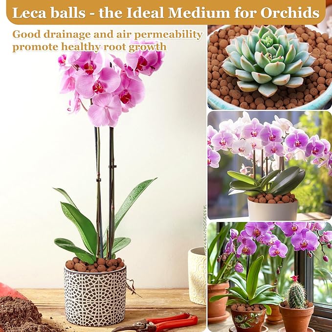 16 LBS Natural Leca Clay Pebbles for Plants- 4-16mm Expanded Clay Leca Balls for Indoor Plants, Hydroton Clay Pebbles for Plants Hydroponic & Aquaponics Growing, Orchids, Drainage, Terrarium