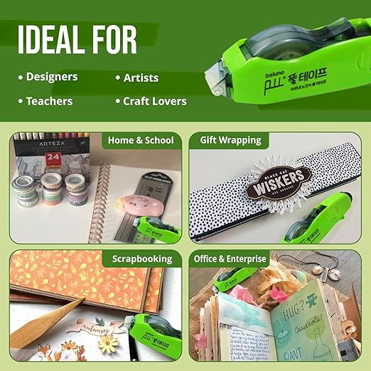 Tape Runner - Double Sided Adhesive with Dispenser Roller Included - Acid Free, Sticky, Transparent - Ideal for Scrapbooking, Crafts & More - Retractable (315 inches per Cartridge), 10 Cartridges