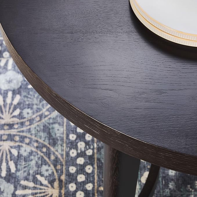 Walker Edison Modern Farmhouse Rustic Solid Oak Wood Oval Dining Table for 6 - Black Oak