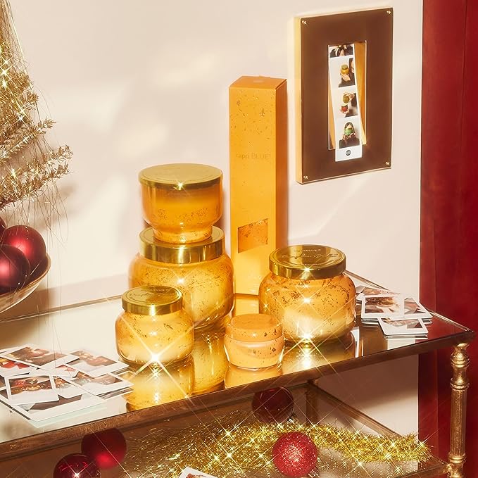 Capri Blue Glimmer Jar Candles - Luxury Holiday Scented Candles for Home - Long Lasting Soy Wax Blend - Scented Holiday & Home Decor - Pumpkin Dulce Inverted Jar (10 oz)