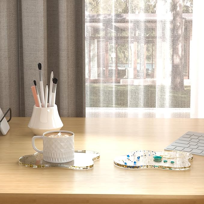 Acrylic Coaster Decorative Plates, Irregular Bar Drink Coaster, Clear Cloud Shape Coffee Cup Coaster, Perfect for Tabletop Protection and Accessories Display.(Gold)