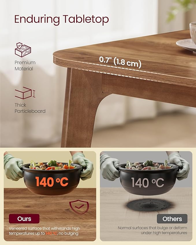 VASAGLE Dining Table for 4/6/8, Extendable Kitchen Table with Tapered Legs, Curved Transitions, for Dining Room, Kitchen, Home Office, Honey Brown UKDT090K01V1