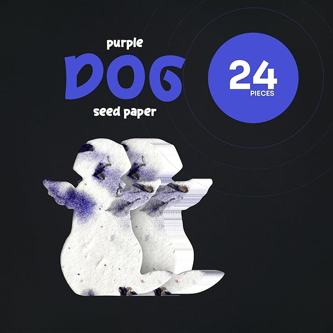 24pcs Seed Paper – Pink Plantable Wildflower for Pet Lovers, Pet Owners, Memorials & Other Milestone Celebrations (Purple - Dog)