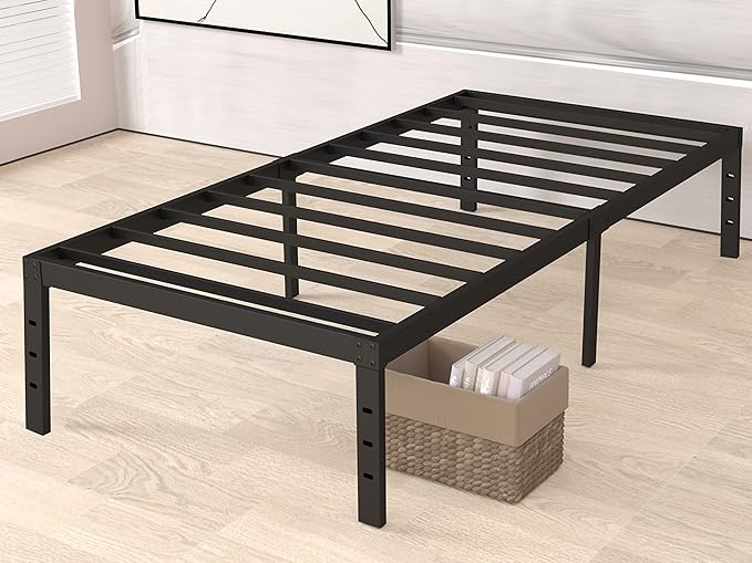 18 Inch Twin Bed Frame Metal, Platform Bed Frame Twin Size, Easy Assembly, Heavy Duty, No Box Spring Needed