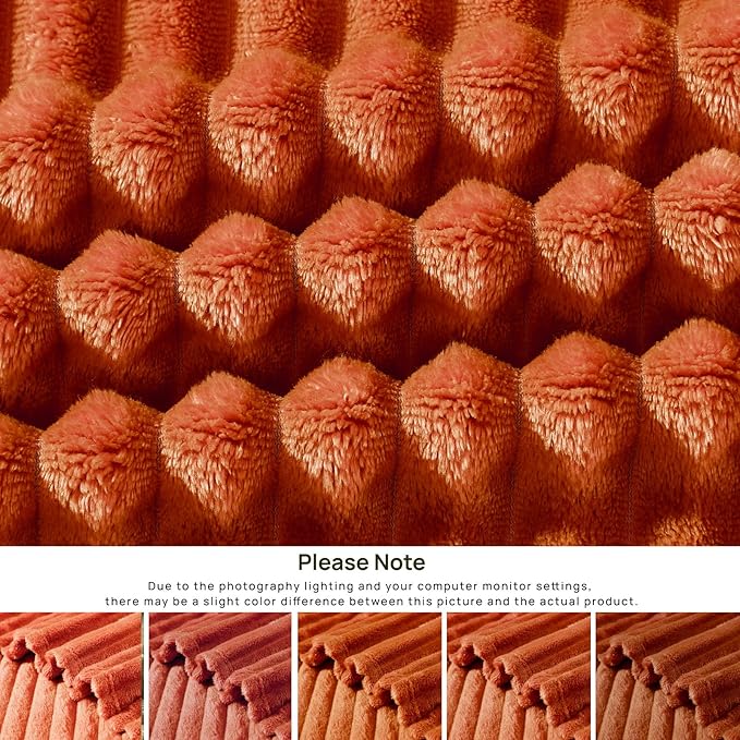 Geniospin Throw Blanket, 280GSM Extra Soft Lightweight Blanket with Stripe, Plush Fuzzy Cozy Blankets and Throws for Couch, Bed, Lightweight & Breathable (Terracotta, 50x60 inches)